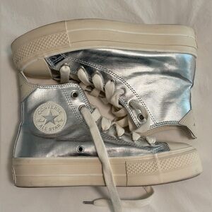 Converse Women's Metallic Silver High-Tops